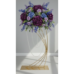 Load image into Gallery viewer, Decorative floral arrangement on a gold stand against a gray background
