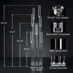 Load image into Gallery viewer, Clear acrylic candle holder with dimensions and features on a black background
