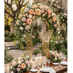 Load image into Gallery viewer, Gold Metal Bridge Wedding Centerpiece Stand - 32" Tall Tabletop Arch for DIY Floral Arrangements &amp; Reception Decor
