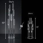 Load image into Gallery viewer, Comparison of two decorative stands with labeled heights on a black background
