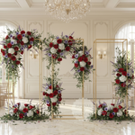 Load image into Gallery viewer, Decorative floral arch and arrangements in a elegant indoor setting with chandelier.
