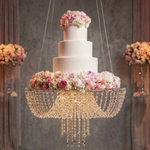 Load image into Gallery viewer, Elegant Crystal Chandelier Hanging Cake Stand - Suspended Wedding Cake Swing &amp; Luxury Dessert Display
