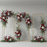 Load image into Gallery viewer, Floral archway with red, white, and purple flowers on a plain background
