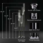 Load image into Gallery viewer, Clear candle holder with dimensions and features on a black background
