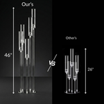 Load image into Gallery viewer, Comparison of two decorative stands with labeled heights on a black background
