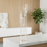 Load image into Gallery viewer, 42" 5-Arm Acrylic Candelabra Centerpiece – Modern Gold Floor &amp; Tabletop Candle Holder for Weddings, Events, and Luxury Home Decor
