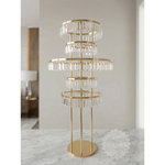 Load image into Gallery viewer, Decorative stand with gold and crystal design on a marble surface
