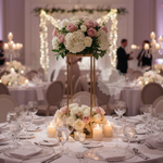 Load image into Gallery viewer, Heavy Duty Harlow Gold Metal Flower Stand – Geometric Tall Centerpiece Risers for Weddings, Parties, and Events
