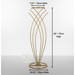 Load image into Gallery viewer, Gold decorative stand with dimensions on a white background

