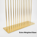 Load image into Gallery viewer, Gold metal display stand with 'Extra Weighted Base' text on a white background

