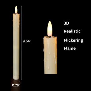 Flameless Ivory Taper Candles Flickering, Bulk Pack of 30 pcs, Battery Operated Led Warm 3D Wick Light Dripping Wax Candles, Christmas Home Wedding Decor(0.78 X 9.64 Inch)