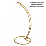 Load image into Gallery viewer, 7ft Suspended Wedding Cake Swing Stand &amp; Floral Arch - Gold Metal Hanging Backdrop(Chandelier Cake Stand Sold Separately)

