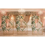 Load image into Gallery viewer, Decorative floral arches with pink and white flowers in a elegant indoor setting.
