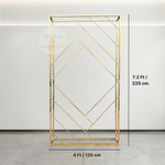 Load image into Gallery viewer, Gold geometric frame with dimensions indicated on a plain background

