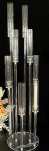 47" High 8 Arms Candelabra Acrylic Clear Tall Centerpiece for Wedding Long Table Flower Decorations