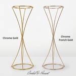 Load image into Gallery viewer, Two gold metal stands labeled 'Chrome Gold' and 'Chrome French Gold' on a white background.
