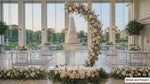 Load and play video in Gallery viewer, 7ft Suspended Wedding Cake Swing Stand &amp; Floral Arch - Gold Metal Hanging Backdrop(Chandelier Cake Stand Sold Separately)
