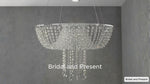 Load and play video in Gallery viewer, Elegant Crystal Chandelier Hanging Cake Stand - Suspended Wedding Cake Swing &amp; Luxury Dessert Display
