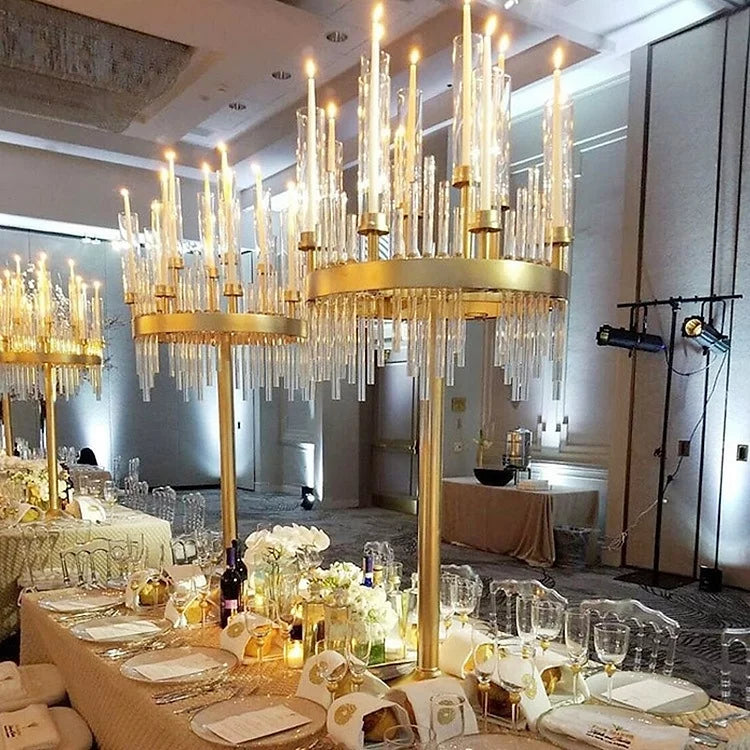 Tall Gold Candelabra Centerpiece for Wedding Tables Decorations