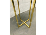 Load image into Gallery viewer, Gold square pedestal stands for baby shower, bridal shower, birthday parties, events, and parties. Inspired by wedding centerpiece ideas, DIY wedding centerpieces for round tables by using our tall gold centerpieces, flower column stands and boho wedding centerpieces.
