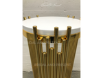 Load image into Gallery viewer, Gold round cylinder pedestal stands for baby shower, bridal shower, birthday parties, events, and parties. Inspired by wedding centerpiece ideas, DIY wedding centerpieces for round tables by using our tall gold centerpieces, flower column stands and boho wedding centerpieces.
