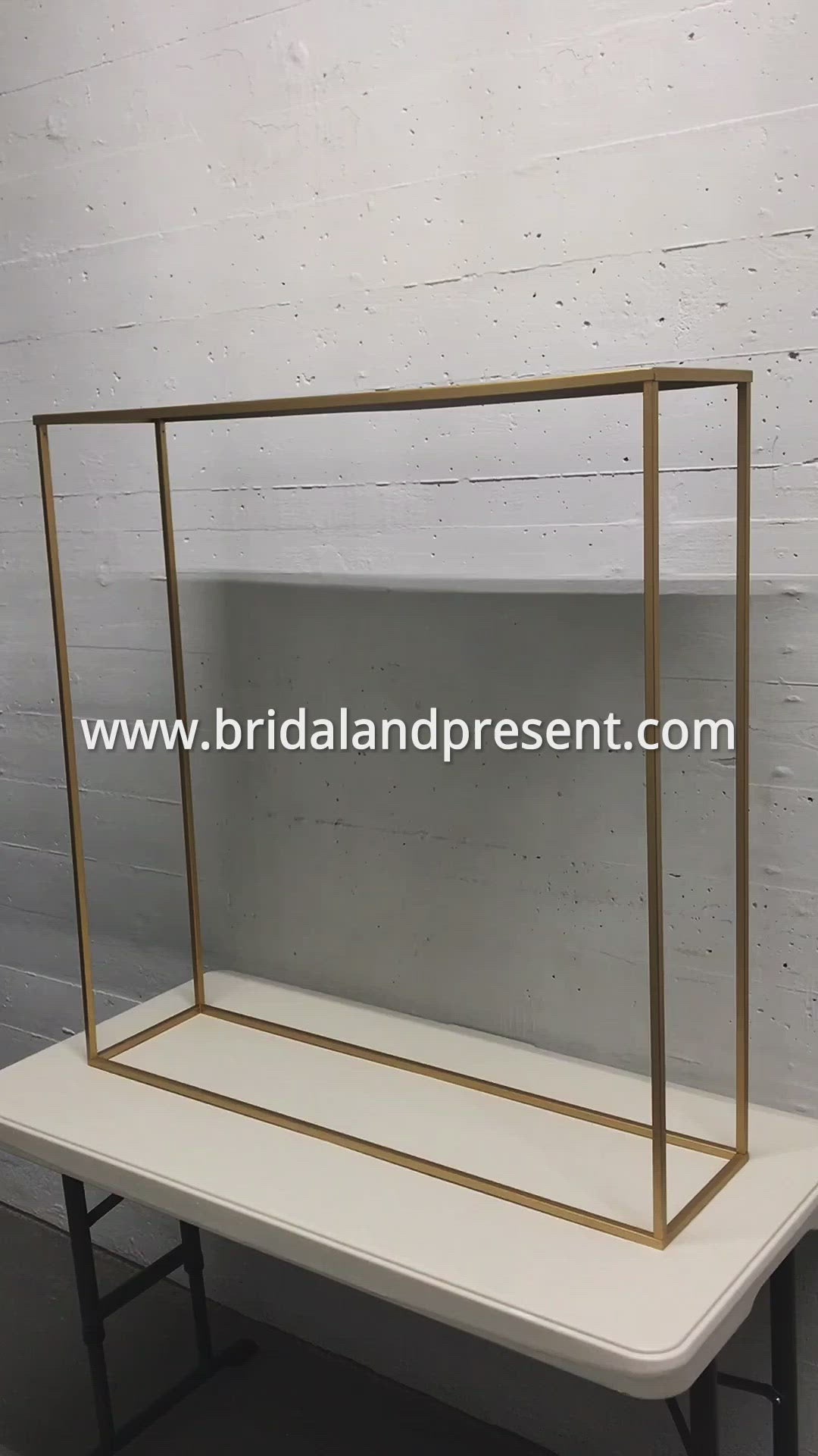 Matte Gold Metal Rectangular Tall Centerpiece/Geometric Stand Column/Vase