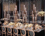 Load image into Gallery viewer, Tall Candelabra stand for wedding is perfect for wedding table arrangements. Inspired by wedding centerpiece ideas, DIY wedding centerpieces for round tables by using our tall gold centerpieces, flower column stands and boho wedding centerpieces at bridal shower, wedding reception, rehearsal dinner parties, and events.

